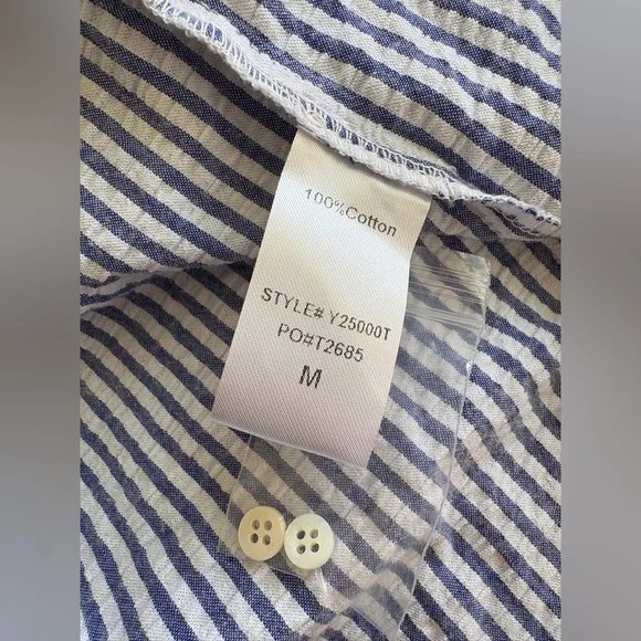 Tuckernuck sz M NWOT Embroidered Octopus Blue Stripe Seersucker ButtonDown shirt - Picture 6 of 6
